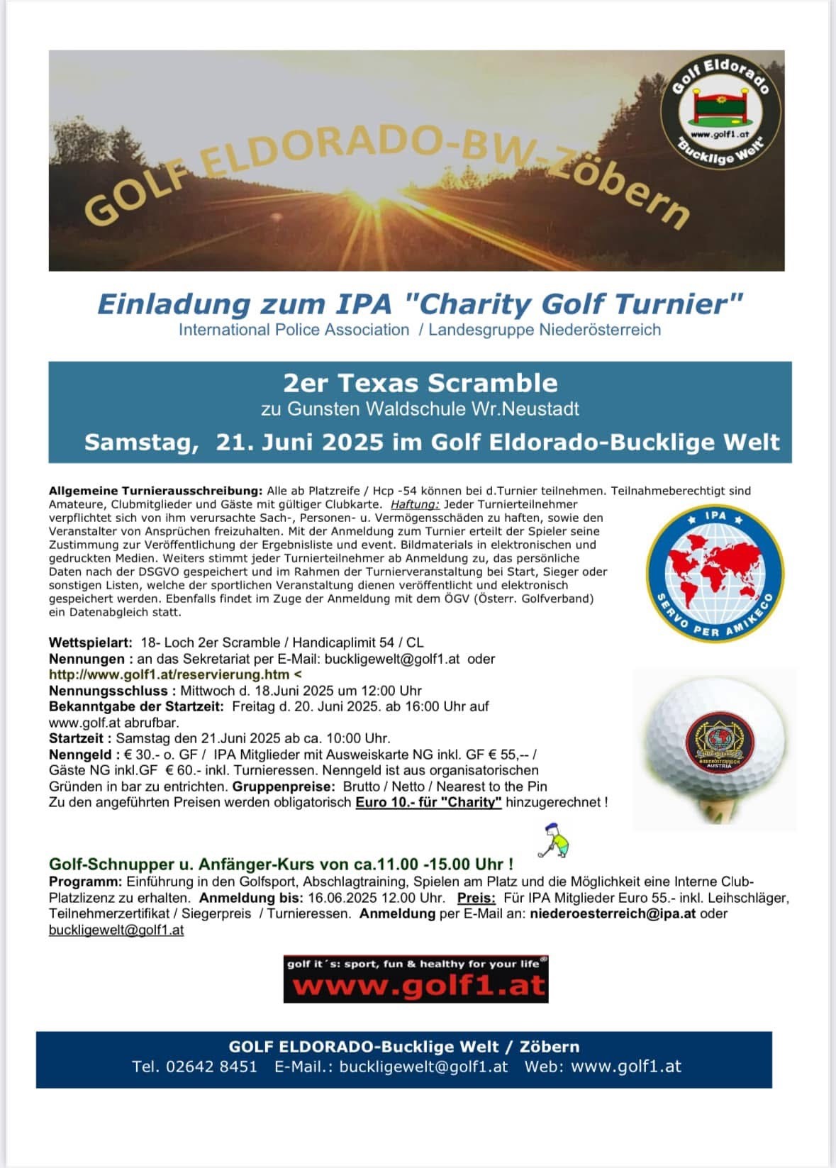 Einladung zum IPA Charity Golf Tunier